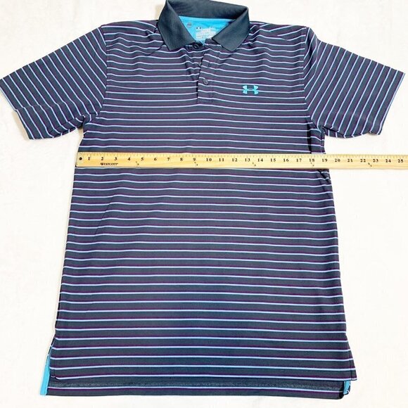 Under Armour Heatgear striped short sleeve collared golf‎ polo shirt - Picture 5 of 6